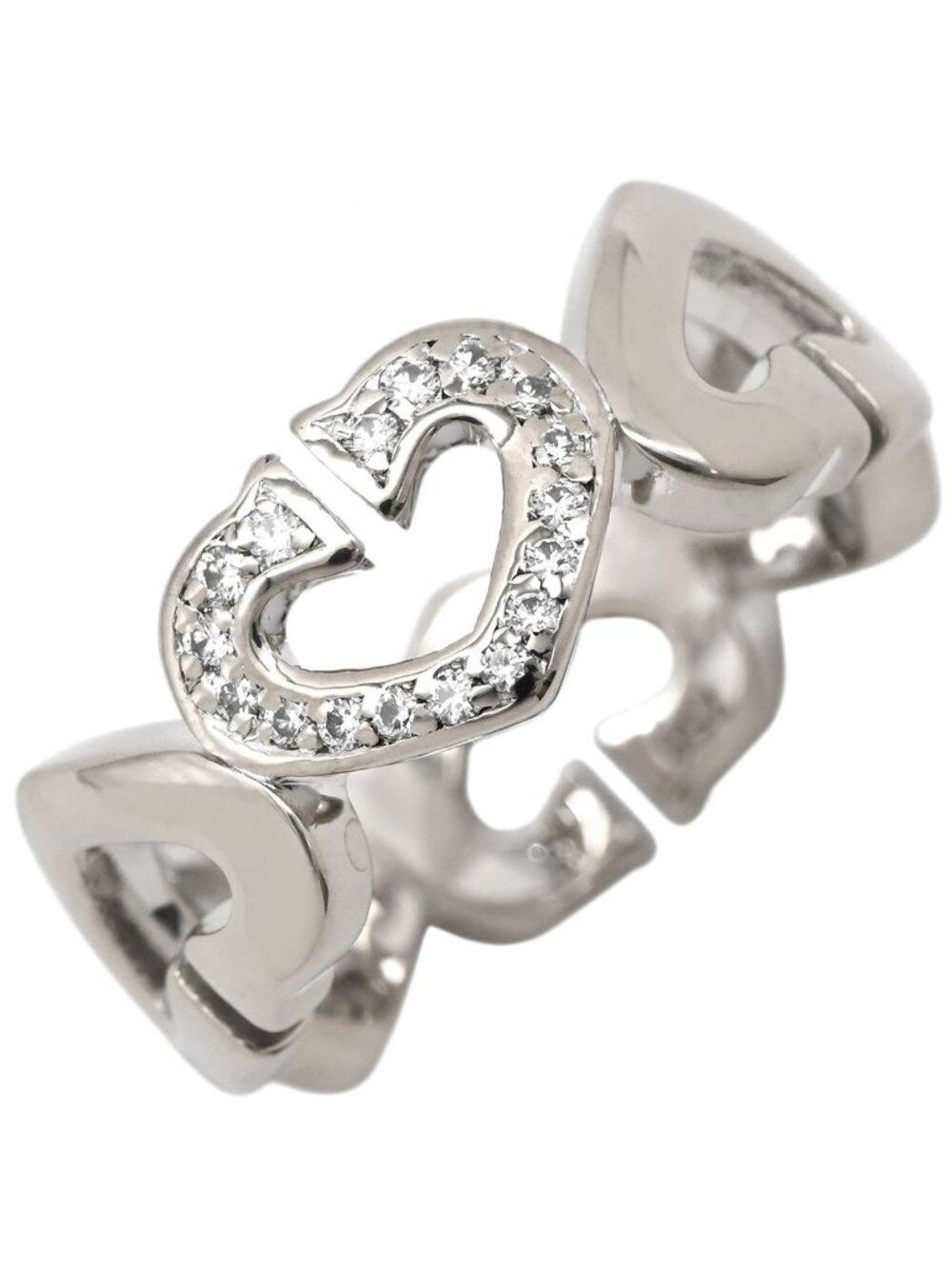 Cartier Ring C Heart Diamond White Gold 48 18k